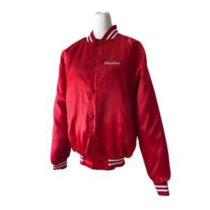 Vintage ‘90s Auburn Sportswear Made in U.S.A. Red & White Soccer Bomber Jacket